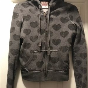 Victoria’s Secret gray hearts zip hoodie S
